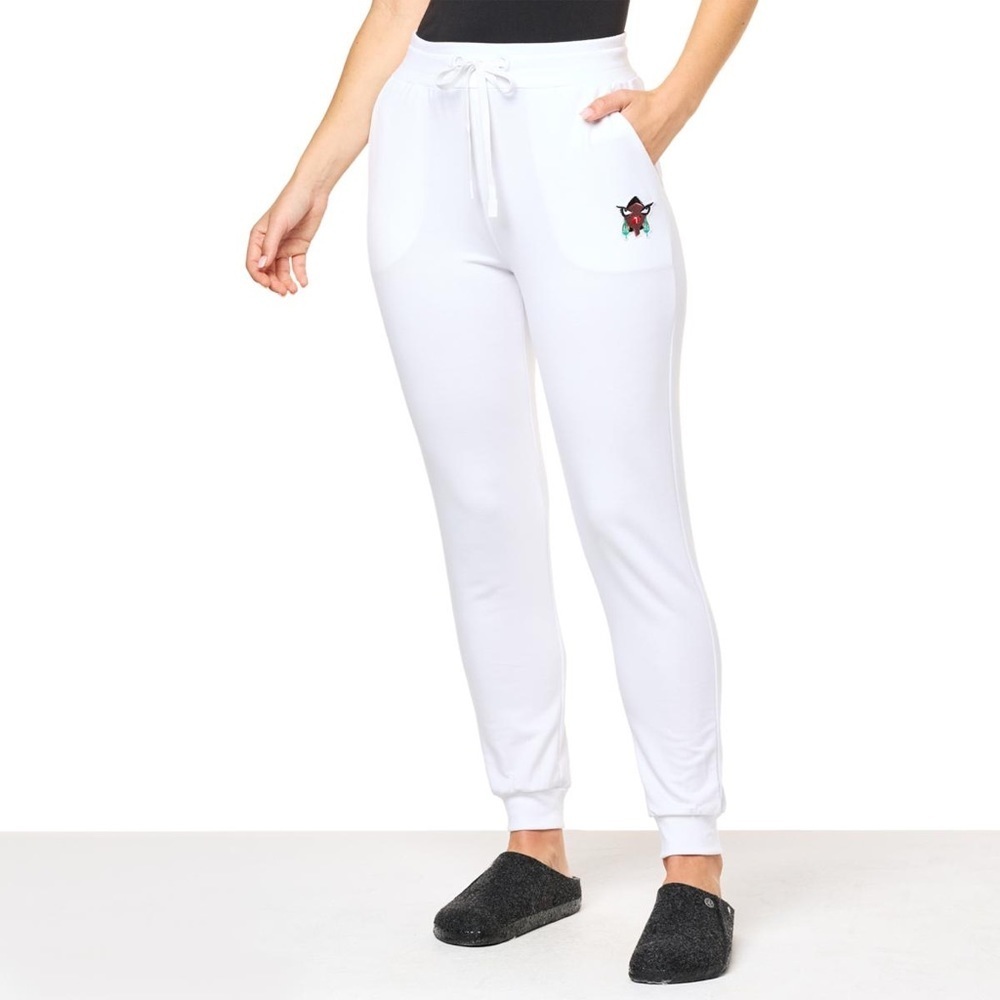 Badgley Mischka Baby French Terry Knit Jogger Pant, NWT, White - SIZE M & L only